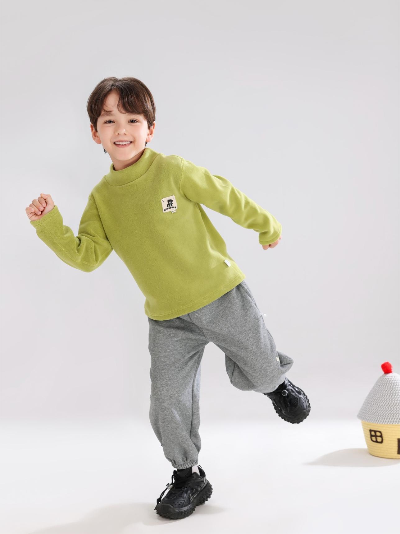 Camisas de base para niños otoño y invierno de vello sin hueso de dibujos animados, camisas para niños y niñas, cuello redondo grueso, ropa infantil de mangas largas