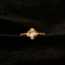 「清晨白露」法式轻奢闪耀精致高级感百搭复古温柔猫眼石开口戒指