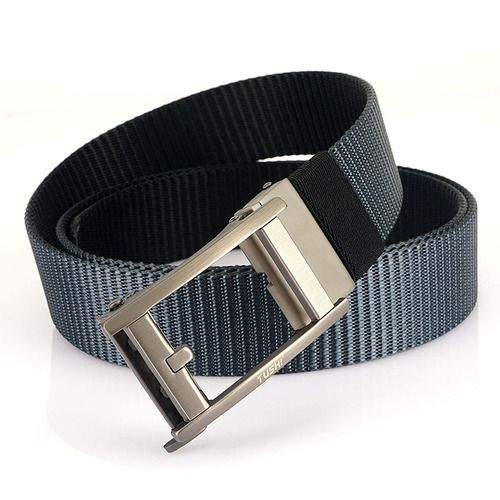 Double-sided nylon canvas belt for men, automatic rotating buckle casual belt, versatile fashion outdoor stylish pants belt