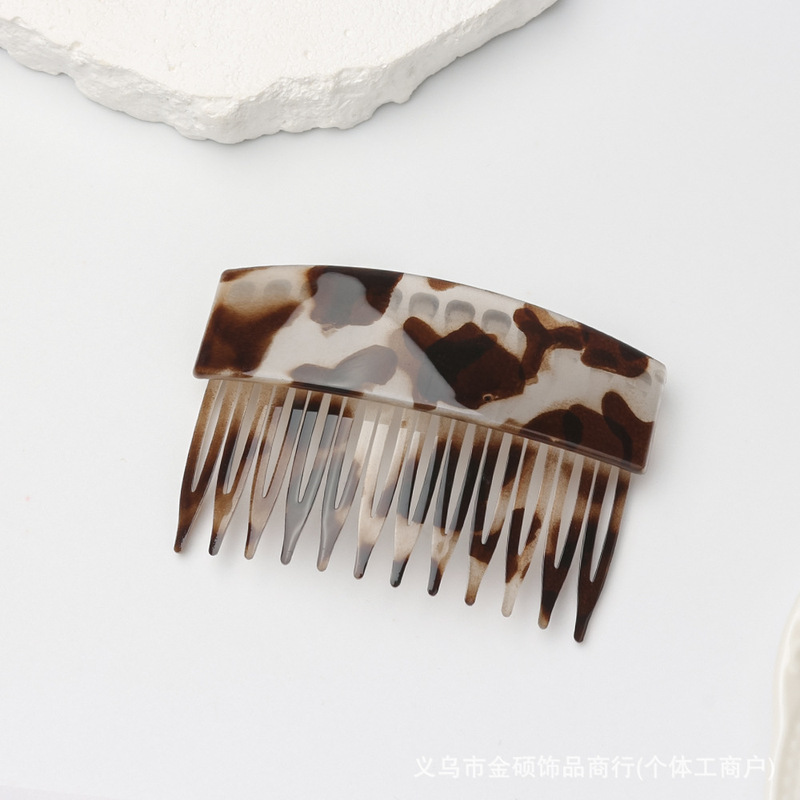 初秋美拉德色系豹纹款12齿高颅顶神器简约温柔倒插梳复古高级头饰|undefined
