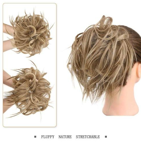 Fábrica de productos europeos y estadounidenses pelucas anillo de cabello femenino desordenado anillo de cabello rizado cabeza pelucas esponjosa micro rollo brotes de flores cabeza femenina