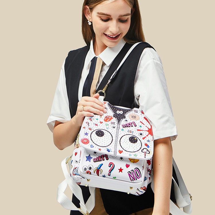 Mochila Casual Estampada para Mujer de PU Resistente al Desgaste para Uso Diario