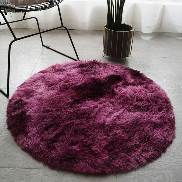 Dye -dyeing round carpet purple red