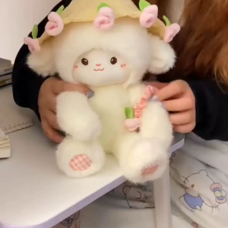 玫瑰花束小羊玩偶公仔可爱抱花睡觉抱枕毛绒玩具情人节送生日礼物|undefined