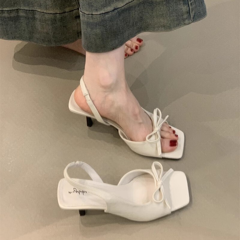 French Fairy-Style Sandals for Women, Summer 2026, Elegant Floral Bowknot Open-Toe High-Heeled Stiletto Sandals French Fairy-Style Sandals for Women, Summer 2026, Elegant Floral Bowknot Open-Toe High-Heeled Stiletto Sandals