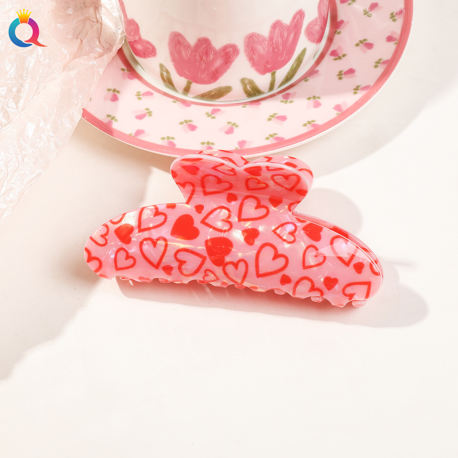Women's Gender Lady Sweet Women's Heart Shape Arylic Hair Claws