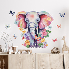 New Fun-B15 Cartoon Animal Elephant Butterfly Flower Children's Room Home Decor Wall Sticker