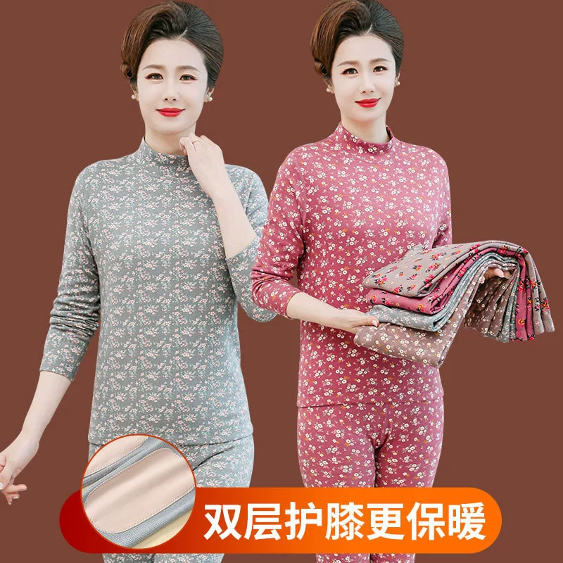 Thermal underwear for mother, trousers, velvet set, keep warm sweater for elderly, increased thickness, for middle age