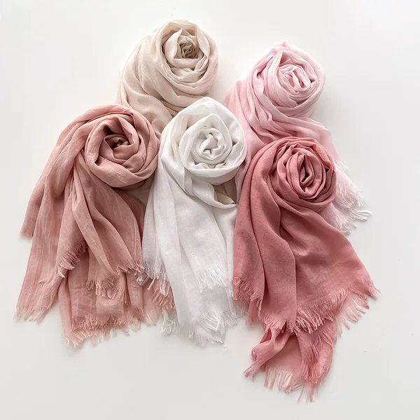 Cotton and Linen Korean Solid Color Scarf Women's Summer Sunscreen Mid-Long Scarf Japanese and Korean Artistic Beach Towel Travel Scarf Large Shawl