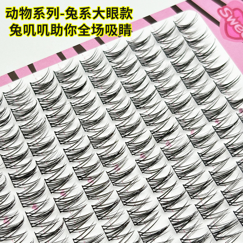 Mayorista 10 filas de gran capacidad de conejo falso pestañas suaves, cariño inocente ampliado cómic de ojos, pestañas naturales de conejo