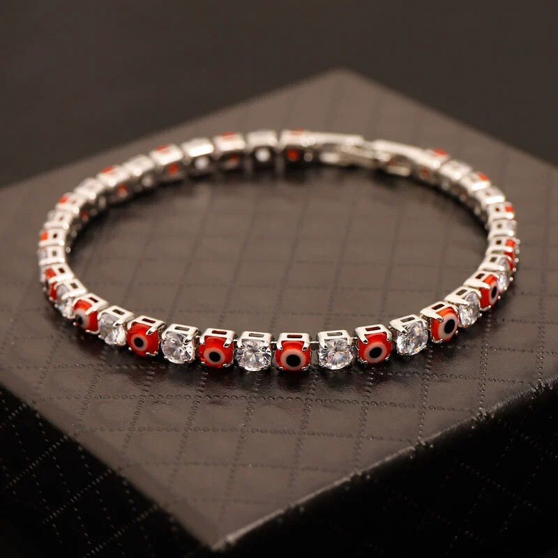 【Copper Micro-Inlay】4Mm Zirconia Redemption Demon Eye Bracelet Fashionable Personality Trend Hip-Hop Couple Style Bracelet 【Copper Micro-Inlay】4Mm Zirconia Redemption Demon Eye Bracelet Fashionable Personality Trend Hip-Hop Couple Style Bracelet