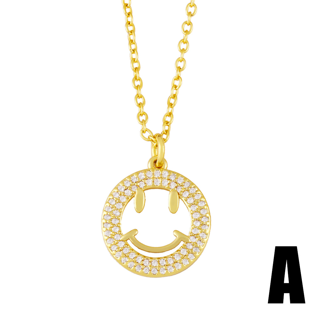 new diamond smiley face necklace niche design sense clavicle chain sweater chain