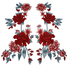 New Chinese-style large peony pair of flowers qipao evening dress embroidered peony applique clothing accessories