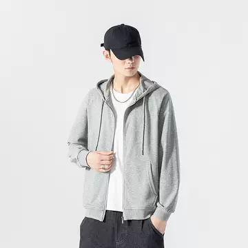 Hoodie men's pure cotton solid color fashion men's all-match blazer clothing men's loose casual hoodie coat