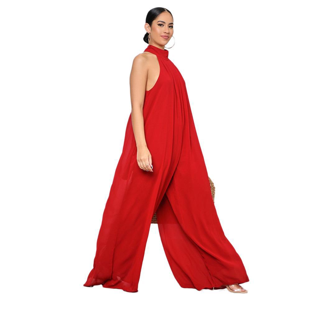 350g Weight Full Length Pants Length Polyester, Chiffon Fabric Type Mid Waist Waist Line Jumpsuits Pants Type Inelastic Elasticity Holiday, Family Gathering, Tea Party Occasion Loose Fit Type Solid Color Pattern Summer, Spring Season Women's Gender Simple Style, Classic Style Style Women's Holiday Family Gathering Tea Party Simple Style Classic Style Solid Color Full Length Jumpsuits 26