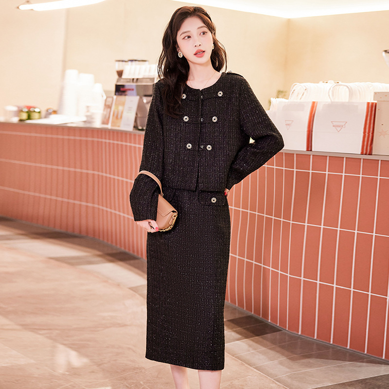 Women's fashion casual suit spring new Korean style women's coat + long skirt two-piece Y24002