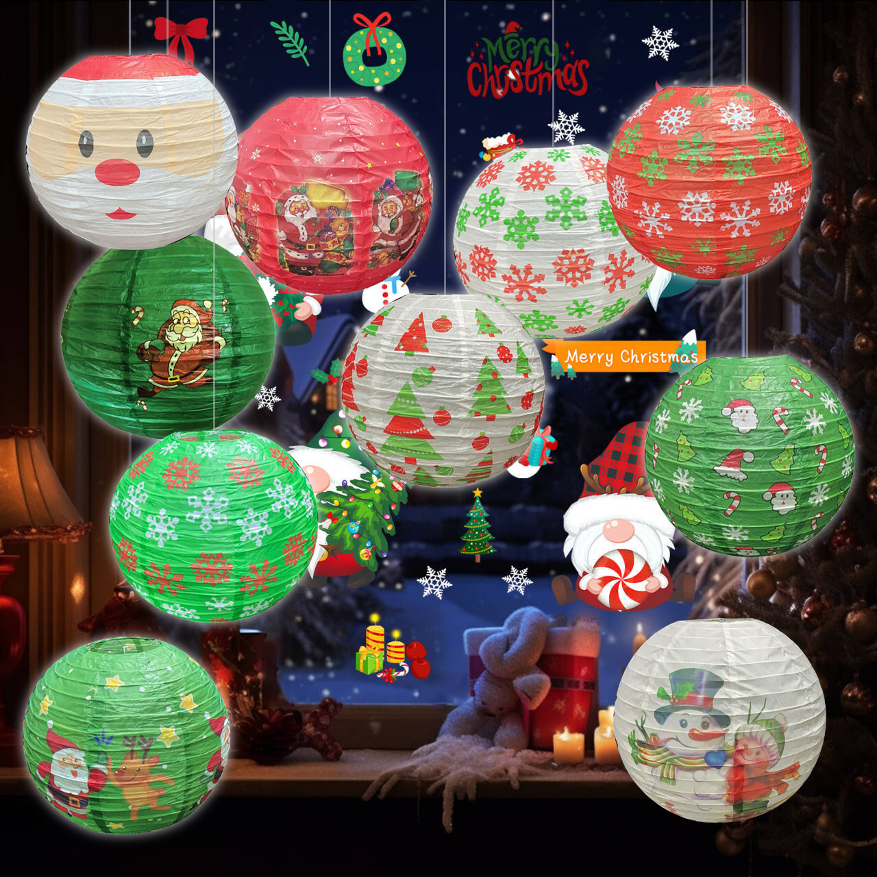 Decoraciones de Navidad linternas de Navidad colgantes decorativos de fiesta decoración de copo de nieve colgantes de árbol de Navidad