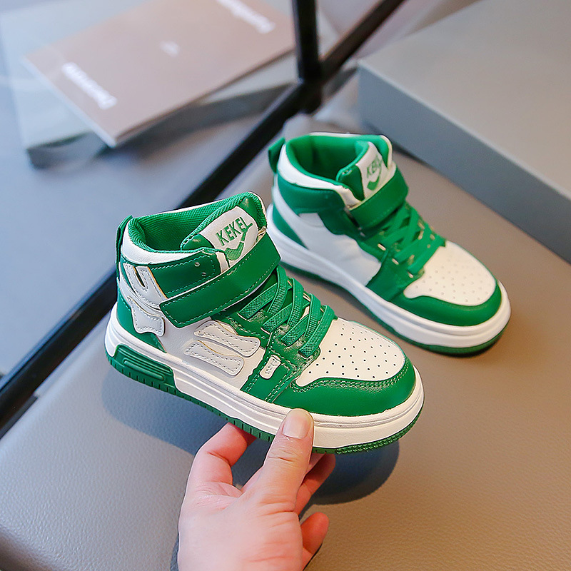 Barn högtopp sportsko Trend 2023 Höst Ny Student Läder Panel Sh för pojkar och flickor Halkfri Casual_voghion.com