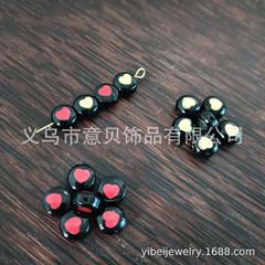 Black Glass Beads Gold-Printed Heart 8mm Bracelet Necklace DIY Semi-Finished Murano Beads Manufacturer Wholesale