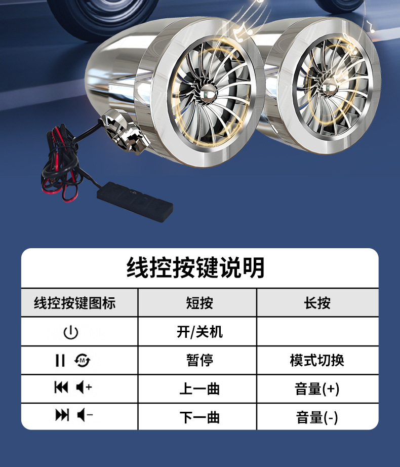 Yulian's New Product, New Technology, 12-80V Motorcycle and Electric Vehicle Bluetooth Sound System, Electric Motorcycle Audio with Dual Charging