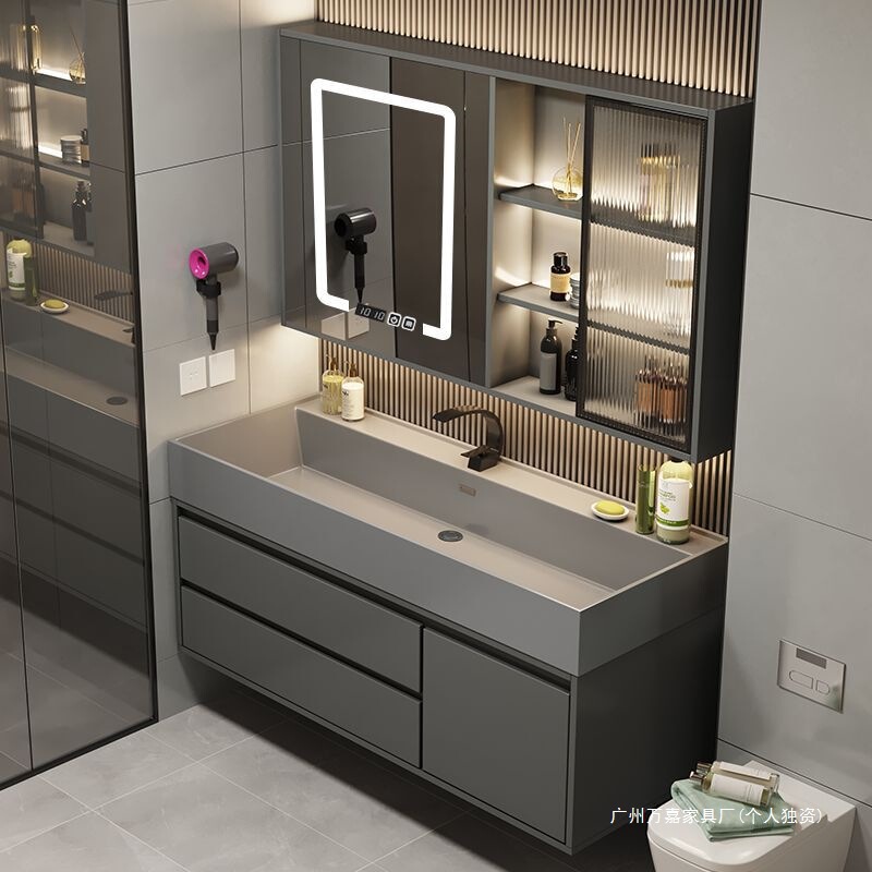 Light Luxury Nano Rock Basin Bathroom Cabinet Bathroom Wash Table Washbasin Cabinet Bathroom Cabinet Mirror Cabinet Combination