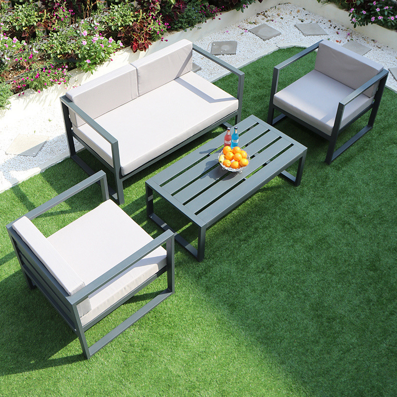 Outdoor Stainless Steel Sofa Simple Courtyard Open-Air Villa Garden Landscape Garden Sunroom Sofa Coffee Table Set