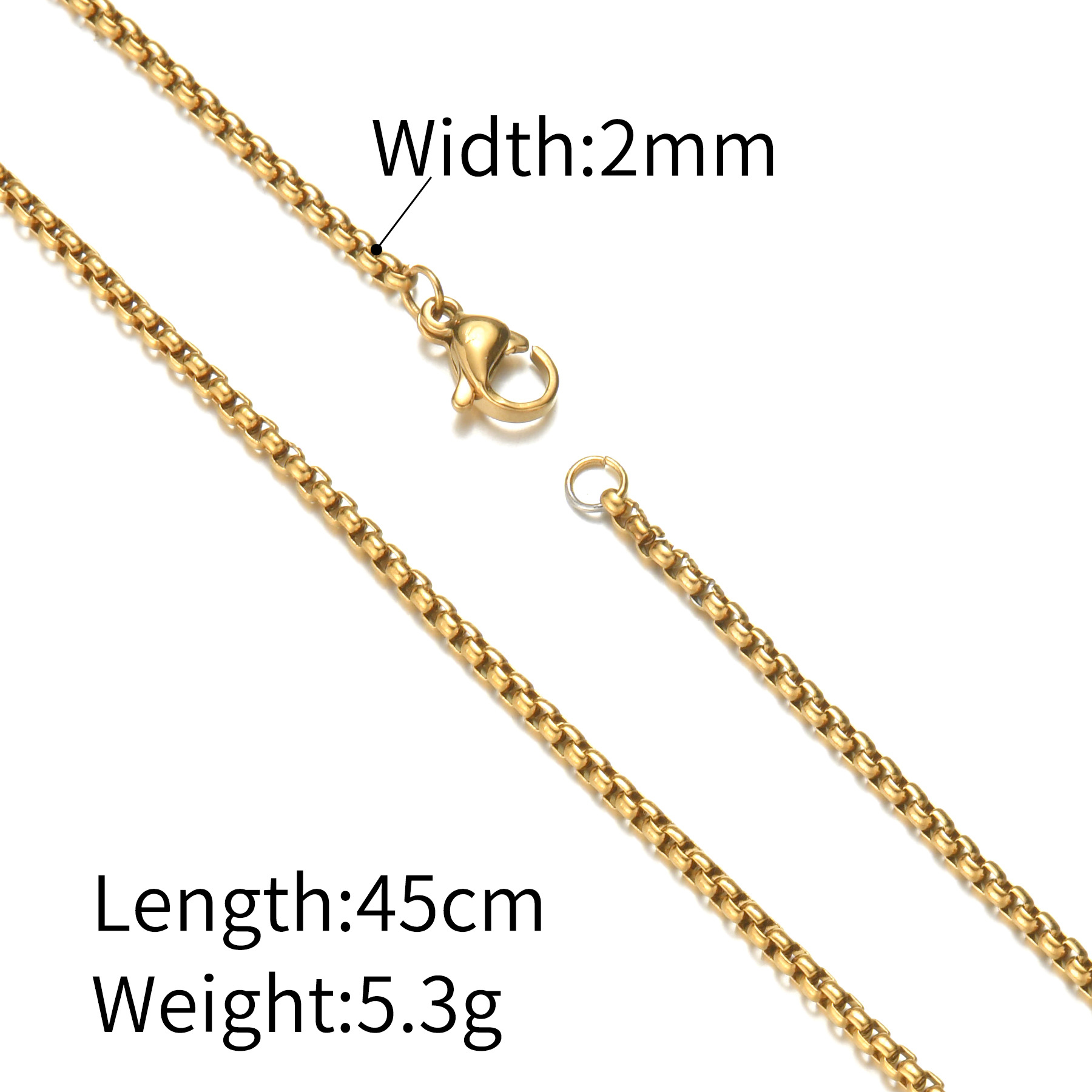 Lina Girl Titan-Perlenkette mit Schlangenknochen-Anhänger, farbecht, galvanisiert, quadratisch, aus europäischem und amerikanischem Edelstahl, kubanischem Stil_voghion.com
