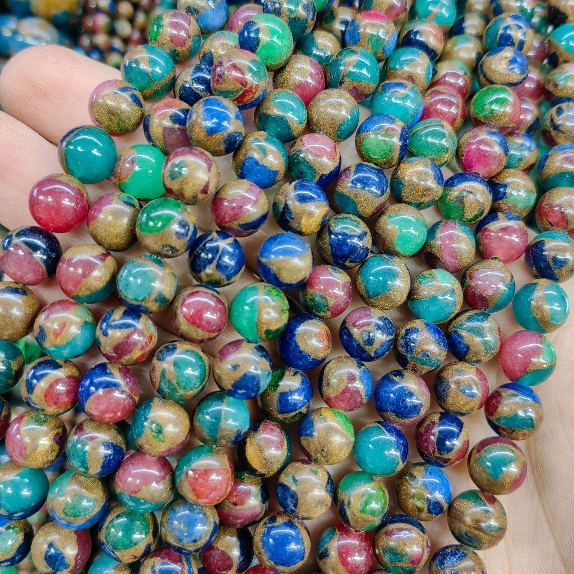 Sansheng piedra dorada bicolor esferas semiacabadas joyas diy accesorios al por mayor