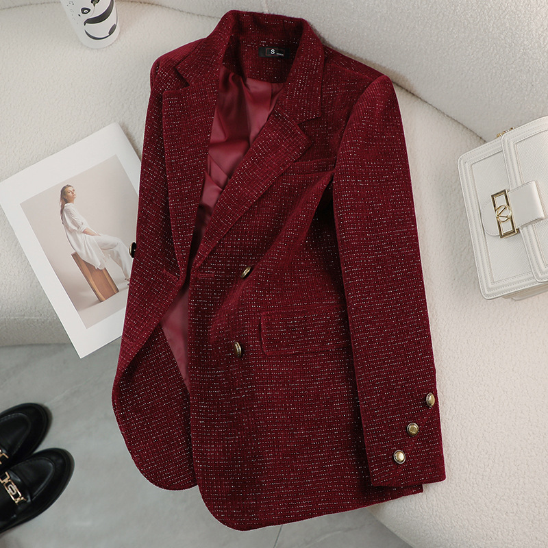 Red Suit Jacket for Women Autumn and Winter 2024 New High-End Fashion Elegant Casual Suit Foreign Style Outer Top
