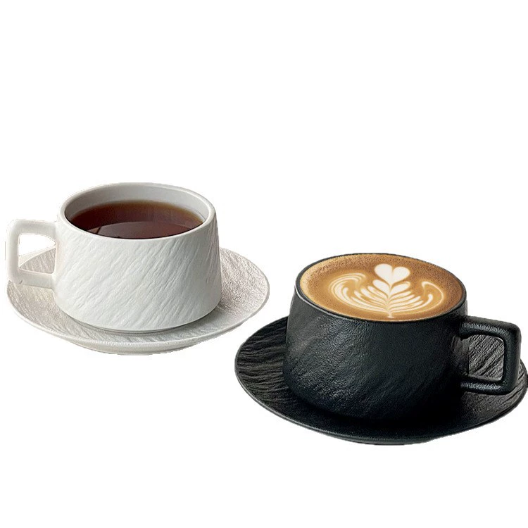 Retro stone pattern coffee cup high-end simple ceramic cup exquisite latte lacquer cappuccino mocha cup disc