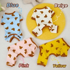 ペット用品卸売り犬服猫小型犬服舒柔綿INS風プリント熊四脚家庭服