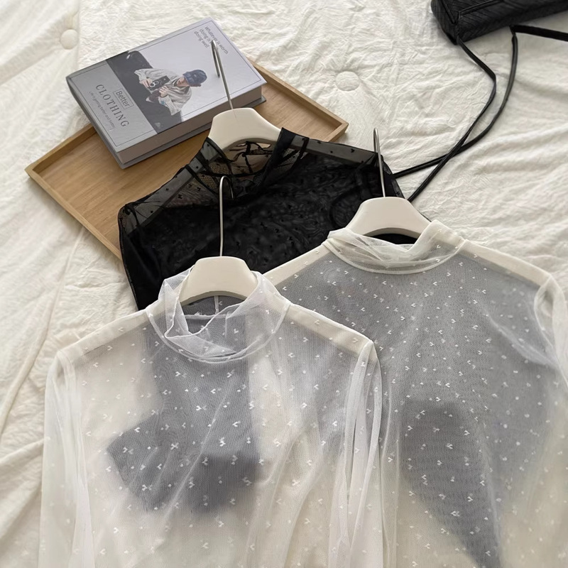 Ladylike Lace Skirt with Inner Blouse for Women 2026 Spring/Summer New Layered See-Through Long-Sleeve Base Shirt 6704