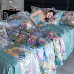2025 New Washed Silk Jacquard Plus Printed Satin Jacquard Summer Quilt Four-Piece Set