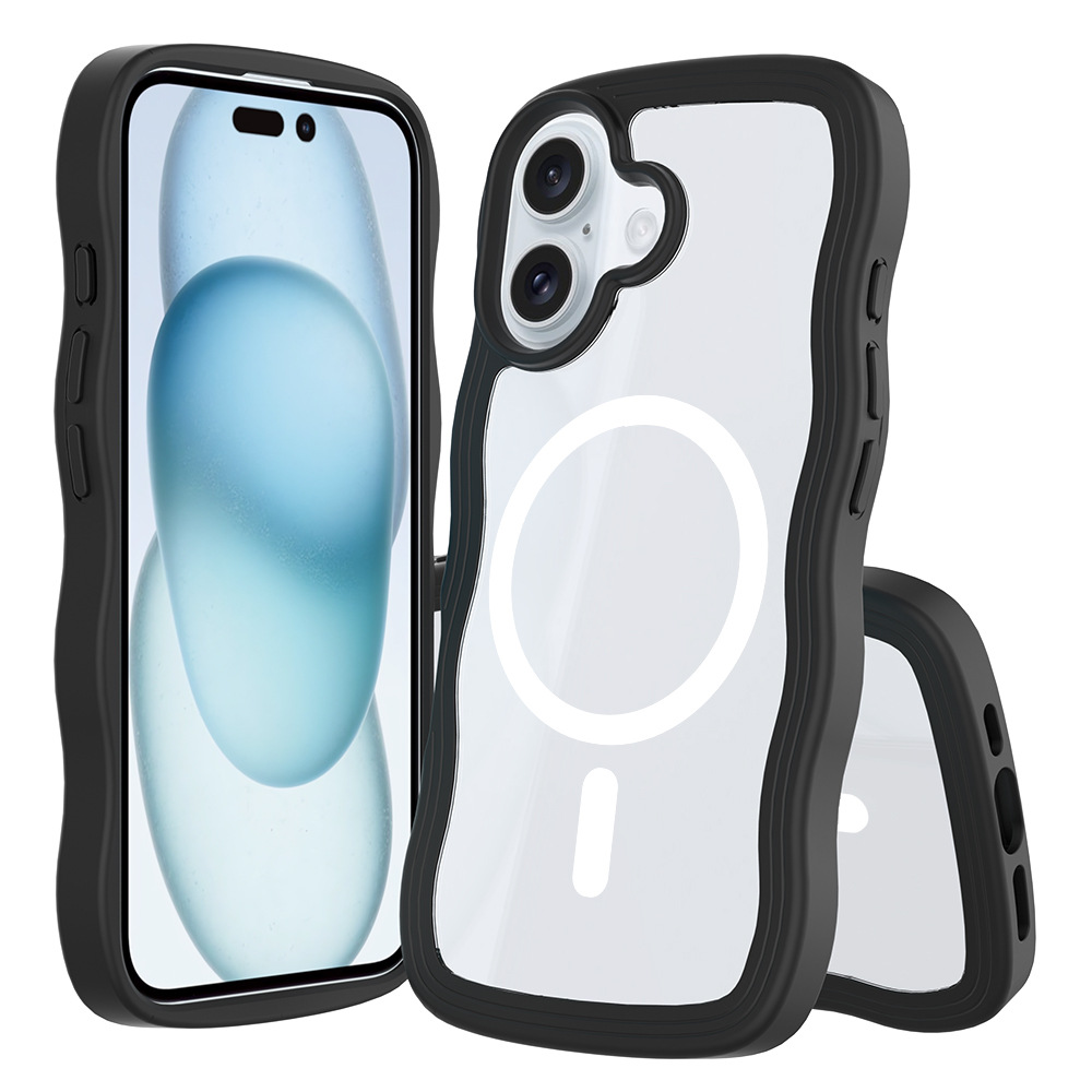 Aplicable en stock para iPhone16E acrílico transparente 2 en 1 Shell ondulado 2.0mm conjunto de cerveza todo incluido a prueba de caídas