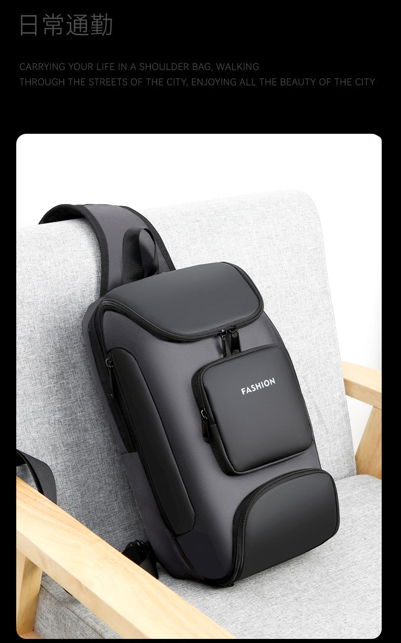 Men's chest bag, crossbody bag, men's fashionable and casual crossbody bag, crossbody backpack, single-shoulder bag, cross-border men's bag, chest bag, trendy undefined