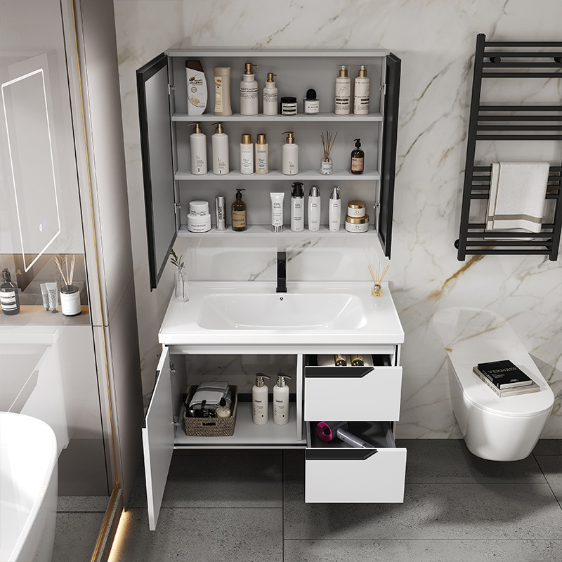 Gabinete de baño minimalista moderno lavabo integrado lavabo de baño de cerámica lavabo combinación de gabinete lavabo
