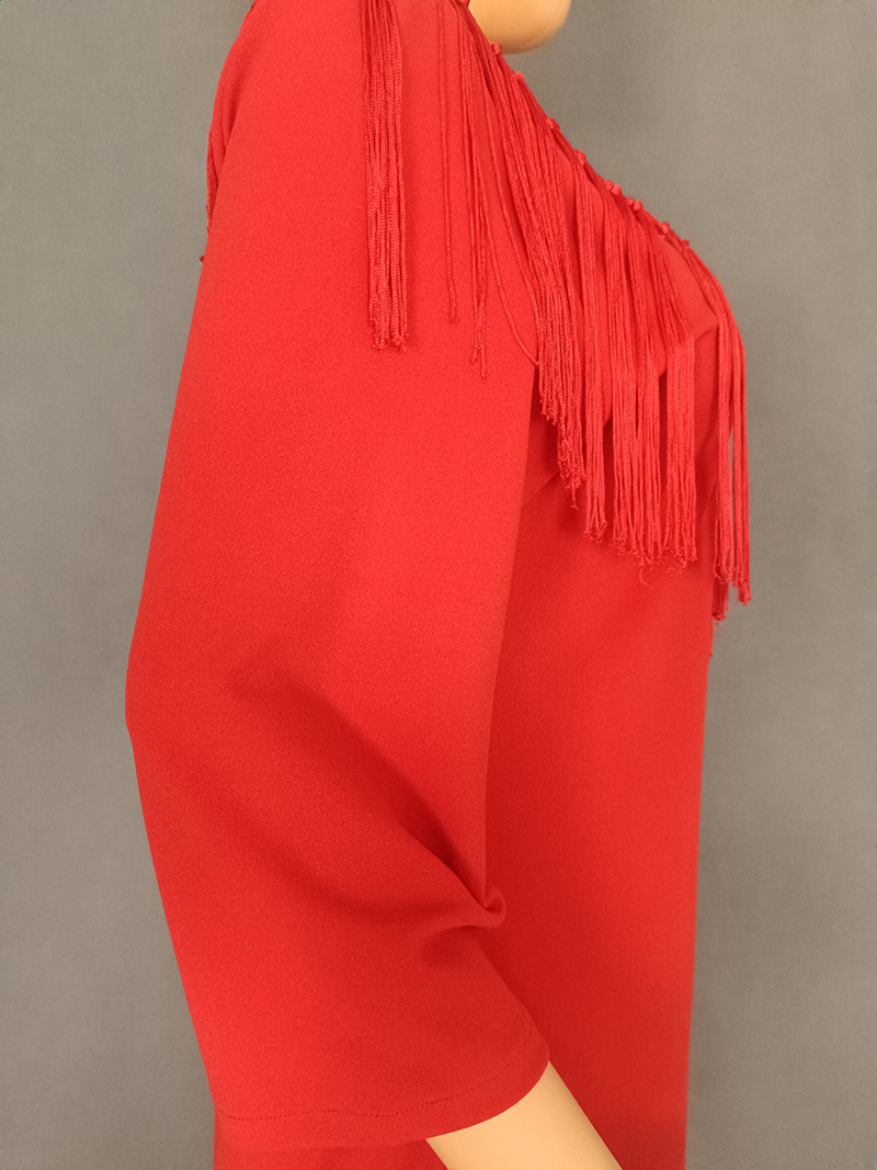 GraceChic Elegantes, figurbetontes, afrikanisches Plus-Size-Quastenkleid im europäischen und amerikanischen Stil für Damen, ideal für Pendler, 0010_voghion.com