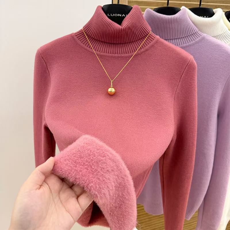 Angola Red Turtleneck Sweater for Women, New Autumn and Winter Style, Slim Fit, Fleece-Lined, Thickened Base Layer Top Angola Red Turtleneck Sweater for Women, New Autumn and Winter Style, Slim Fit, Fleece-Lined, Thickened Base Layer Top