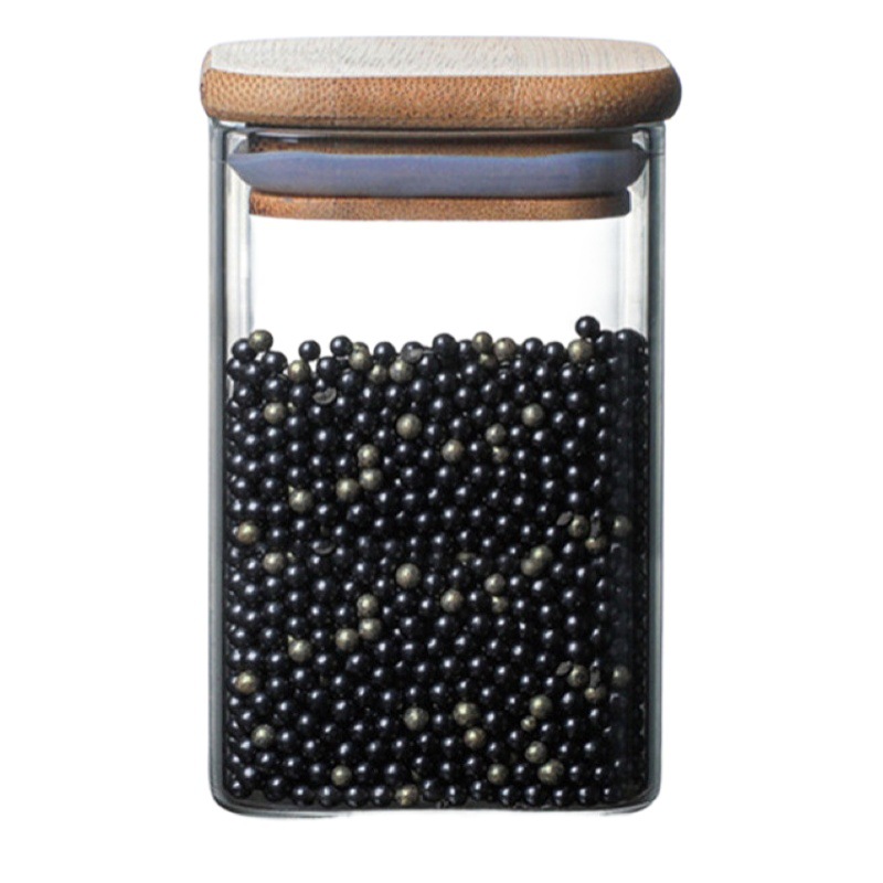 En stock al por mayor de vidrio de borosilicato transparente cuadrado tarro sellado de tarro de gran capacidad Multi-grano de almacenamiento tarro de almacenamiento