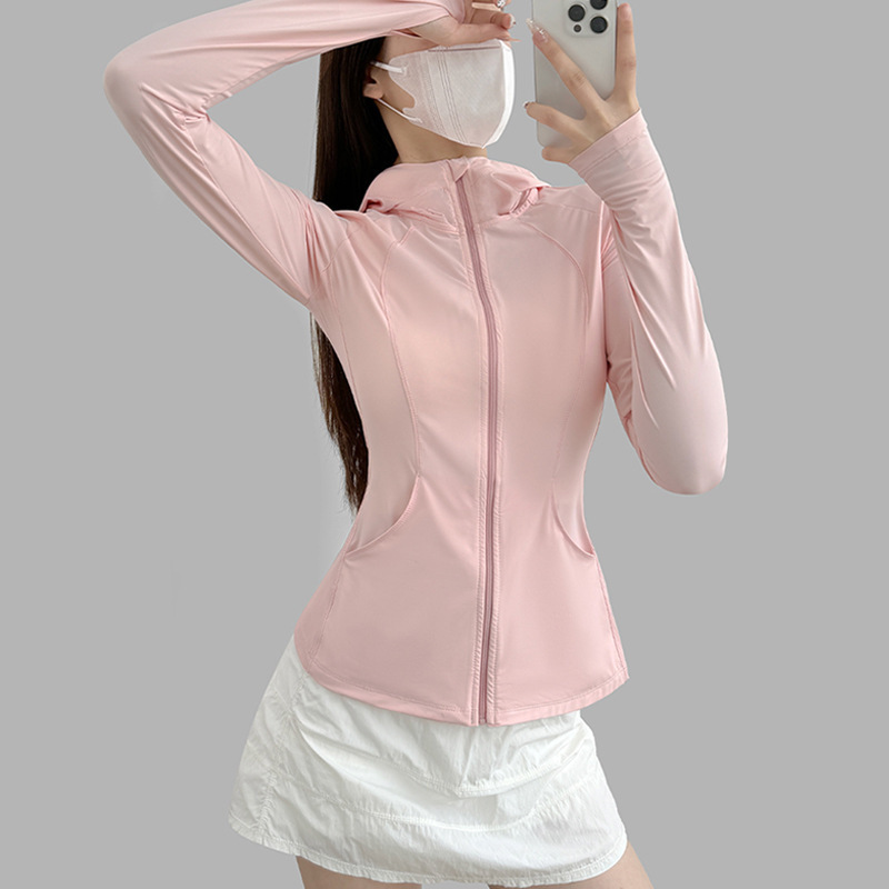 2025lulu Same Style Slim-fit Hooded Long-sleeved Jacket Women's Slim-fit Casual Sports Yoga Clothing Sunscreen Clothing Skin Clothing