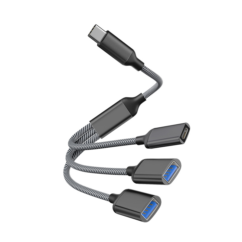 Type-c to usb one to three 60w (black)