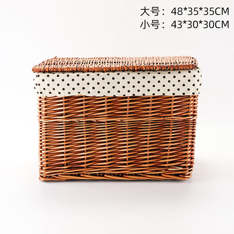 Yiran en stock ratán organizador caja tejida con cubierta de tela extraíble y lavable casa dormitorio ropa edredón almacenamiento cesta