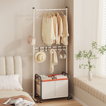落地衣帽架双层家用卧室挂衣架床头轻奢衣服挂包收纳架子晾衣架