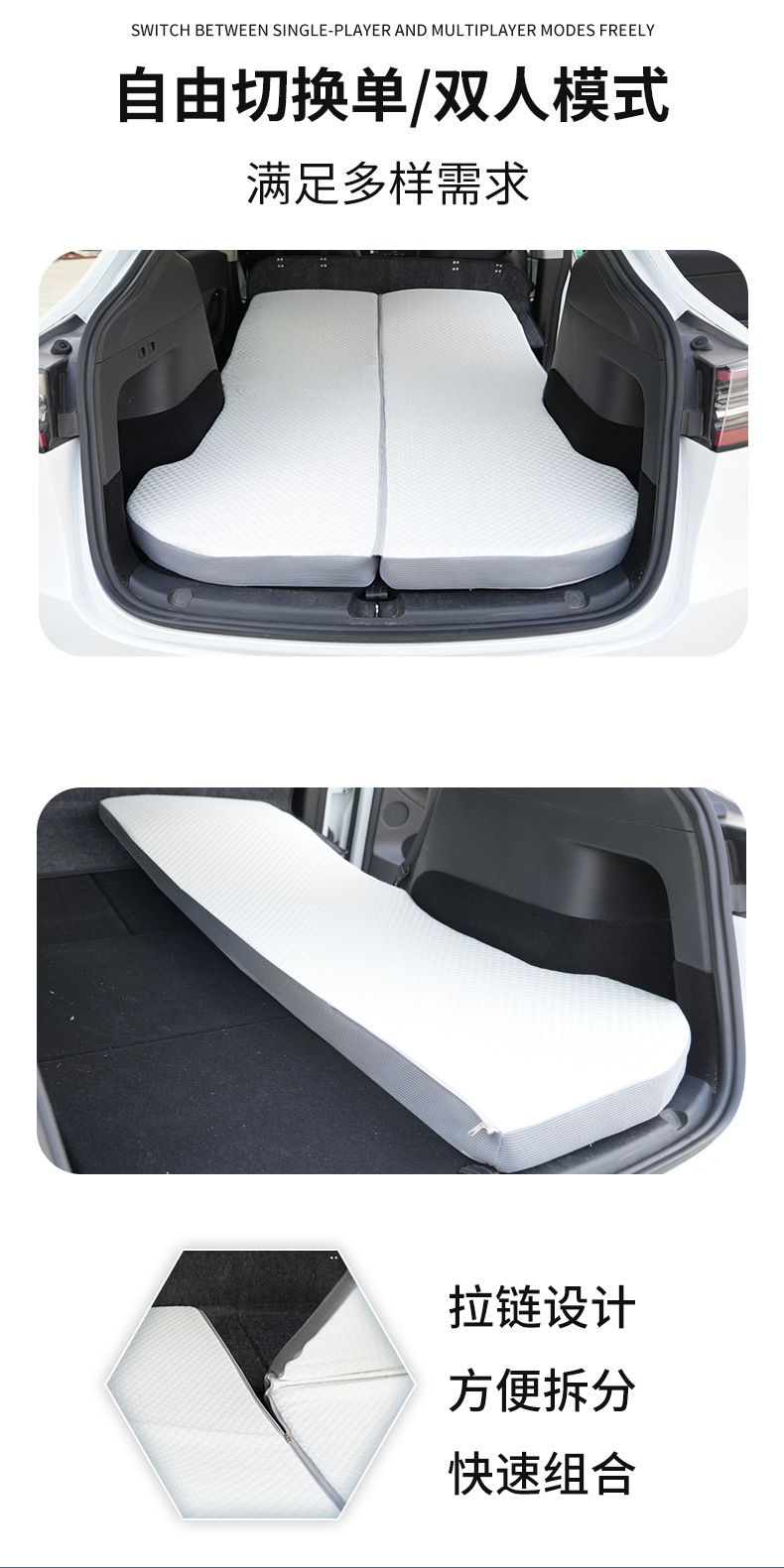 Memory Foam Inflatable-Free Bed Memory Foam Car Bed Mattress Sleeping Pad In-Car Sleeping Folding Bed