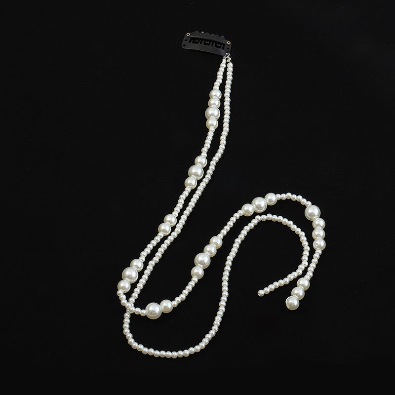 Korean Pearl Chain Cross Hairband display picture 4