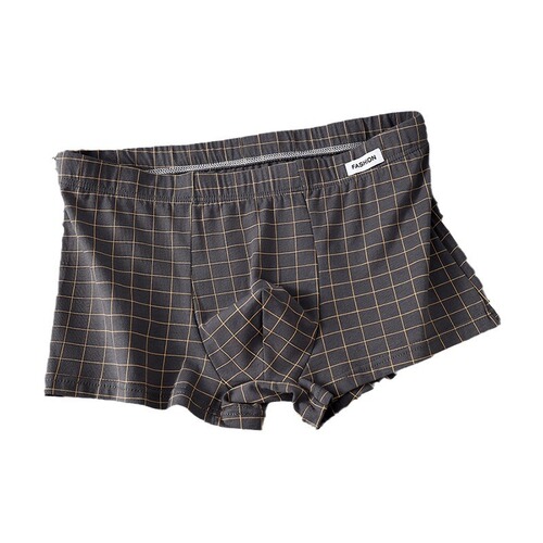 Grid Men's Underpants, Pure Cotton Breathable Square Pants, Youth Boys' Flat Shorts, Head Underwear, Wholesale and Dropshipping