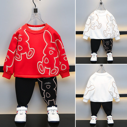 Boys' Big Rabbit Suit  Spring and Autumn New Style Children's Handsome Casual Two-piece Set Western Style Clothes for Small and Medium-sized Children