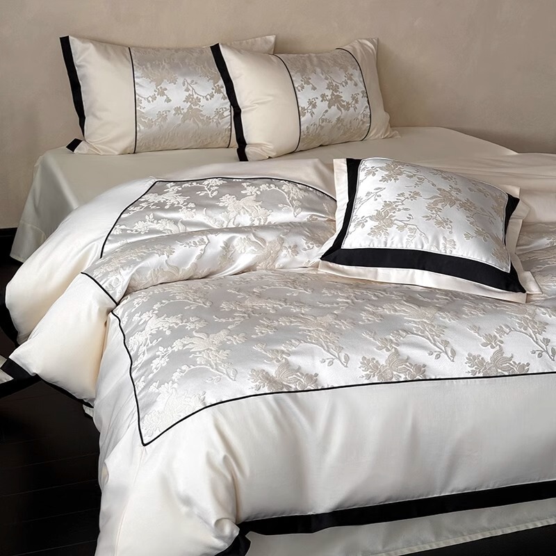 Light Luxury High-Precision Satin Jacquard Four-Piece Set of Pure Cotton Long-Staple Cotton High-End Quilt Cover Bed Sheetss Four-Season Bedding Light Luxury High-Precision Satin Jacquard Four-Piece Set of Pure Cotton Long-Staple Cotton High-End Quilt Cover Bed Sheetss Four-Season Bedding