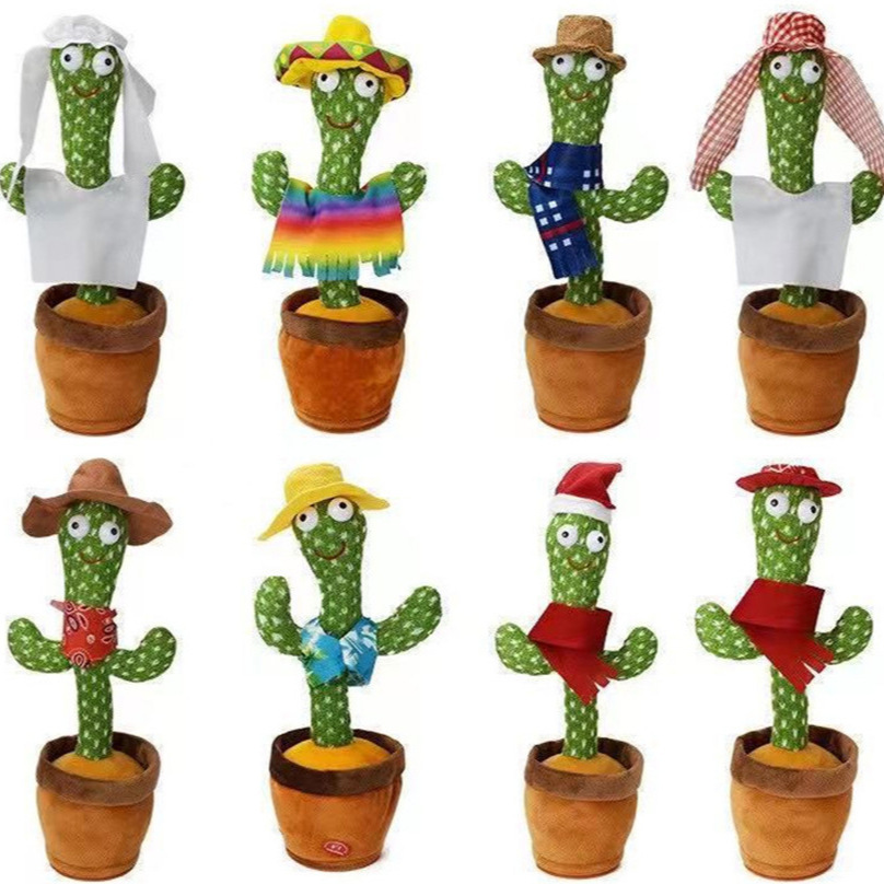 Cross-border Amazon bailando Twist cactus TikTok mismo encantador juguete de peluche que puede cantar y girar la grabación