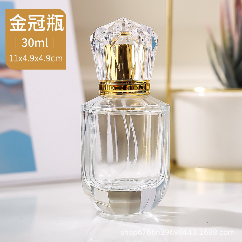Botellas de perfume al por mayor en stock, botellas de repuesto de perfume de 30 ml, botellas de vidrio vacías de alta gama de gran capacidad de 50 ml